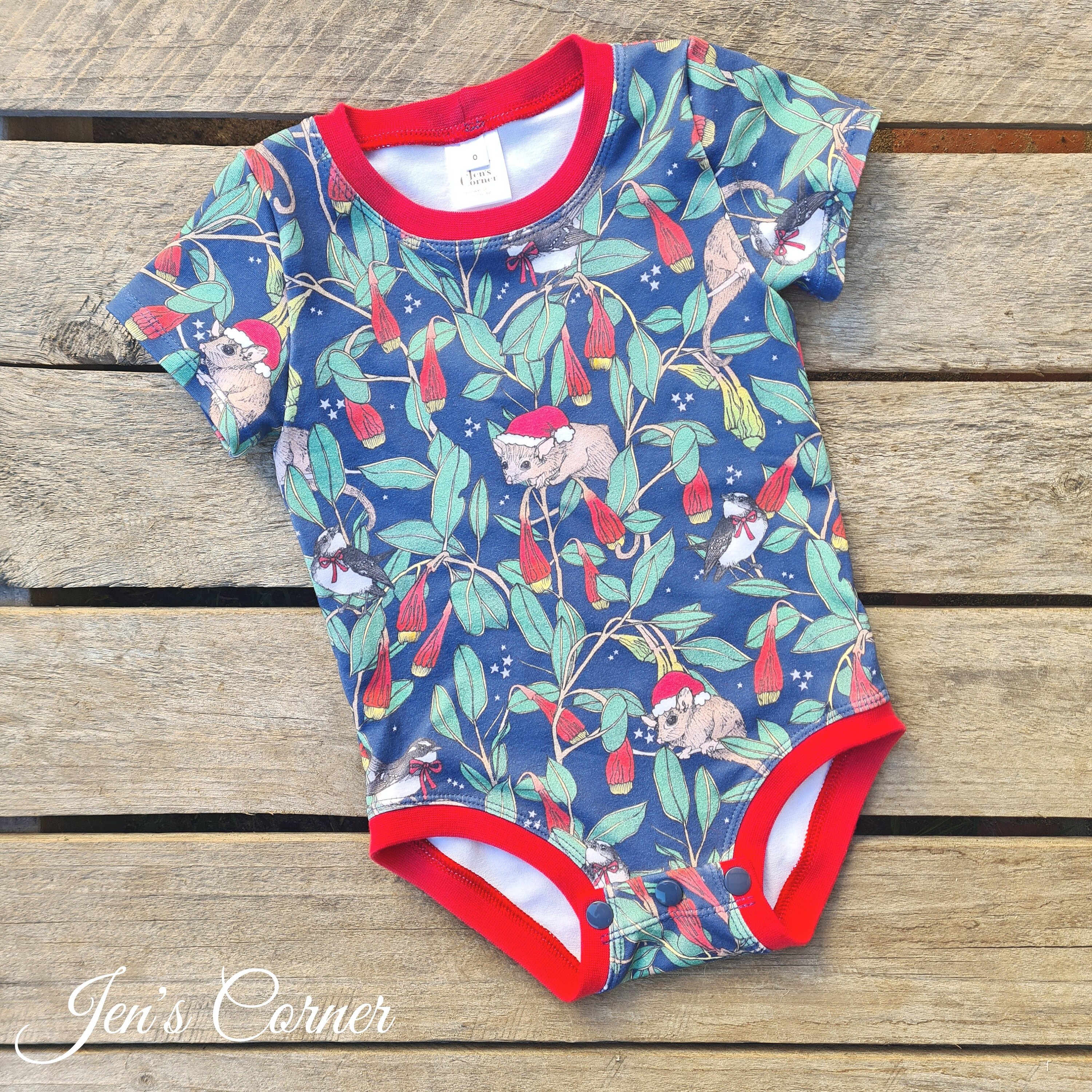 Christmas Possums in Navy Bodysuit size 000