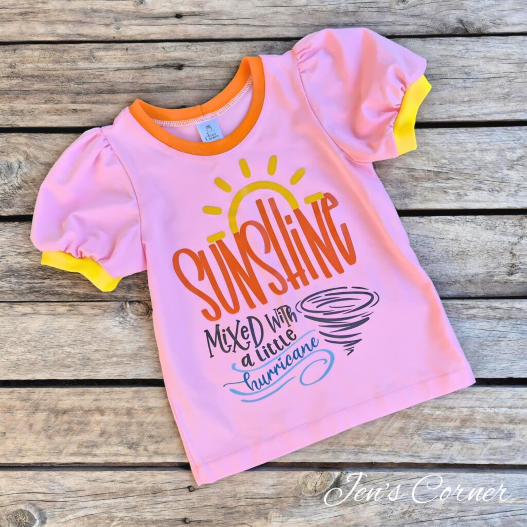 Sunshine Mixed with a little bit of Hurricane Tee Size 6